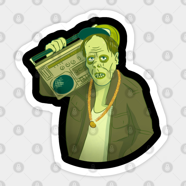 Zombie Holding Boombox Zombie Sticker TeePublic